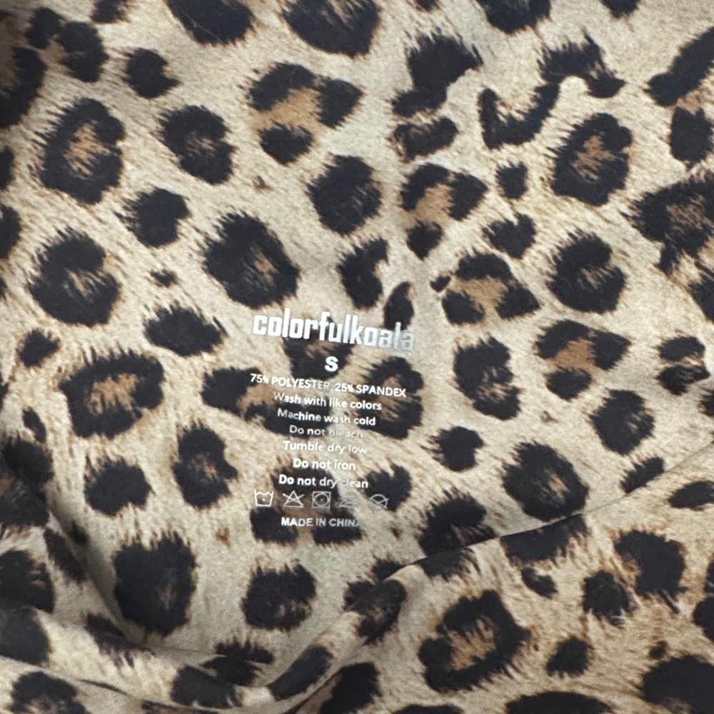 Color fuljo Ala Brown Leggings Gold Leopard print New Size S - Picture 5 of 8